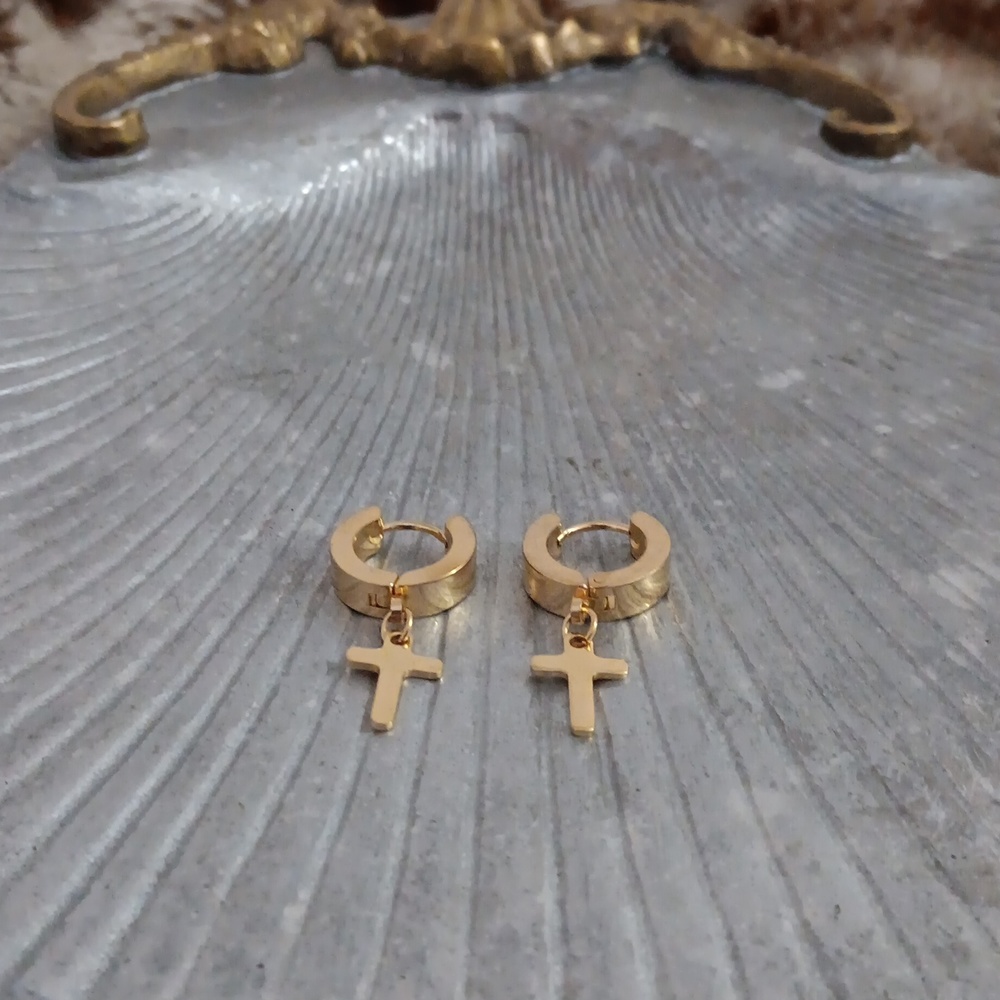 Gold ✝️ Cross Earrings